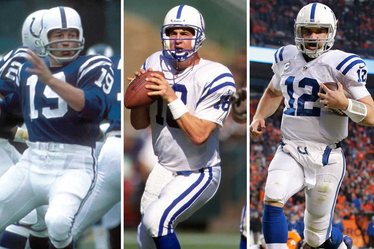 #2 INDIANAPOLIS COLTS: Johnny Unitas, Peyton Manning, Andrew Luck (AP-NFL).