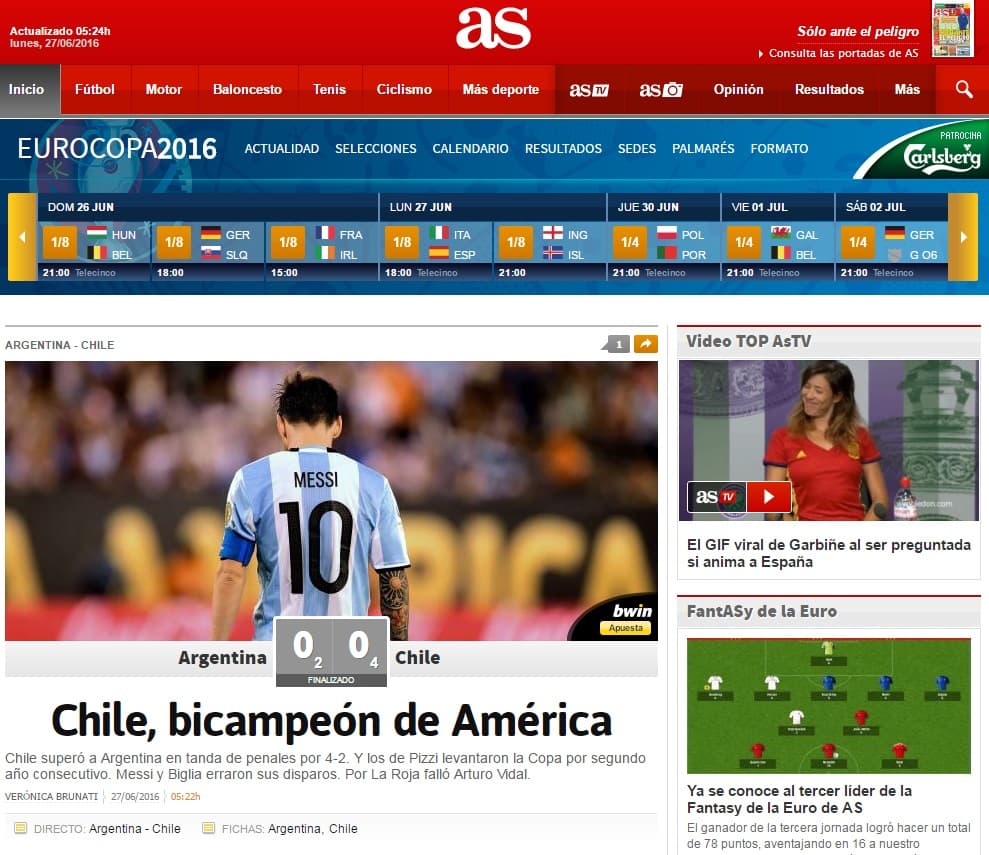 Así reaccionó la prensa tras el título de Chile