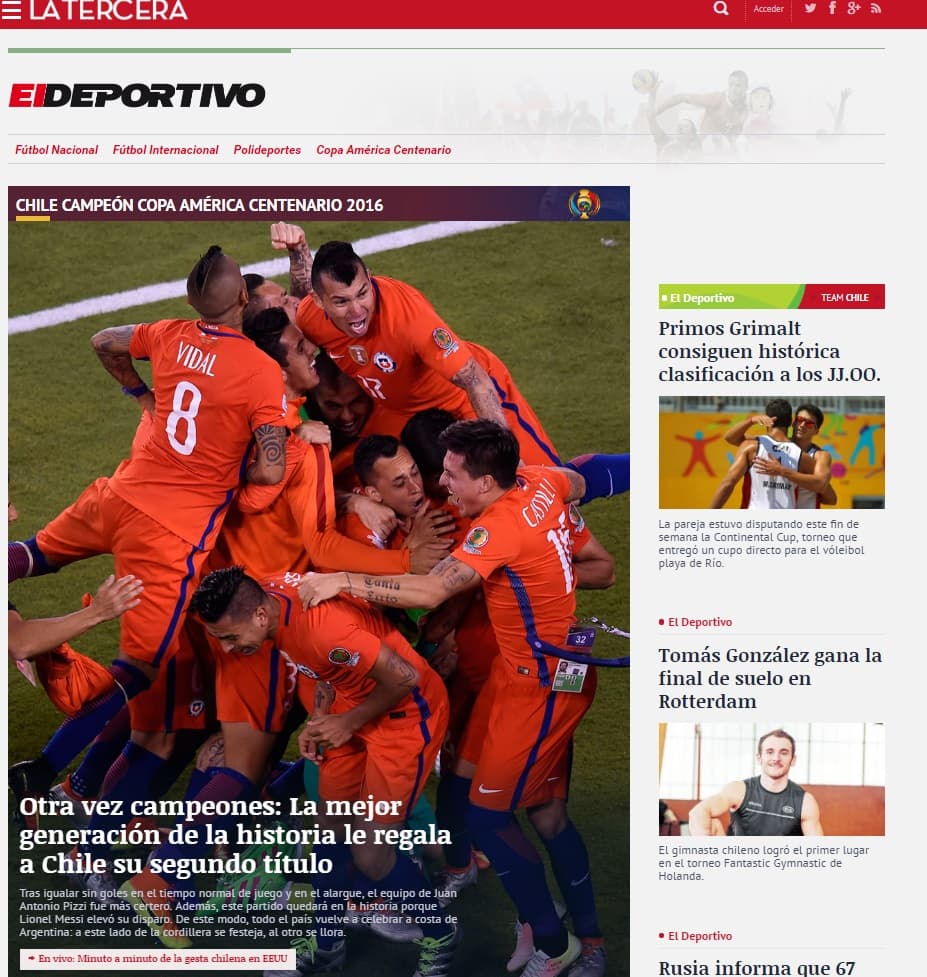 Así reaccionó la prensa tras el título de Chile