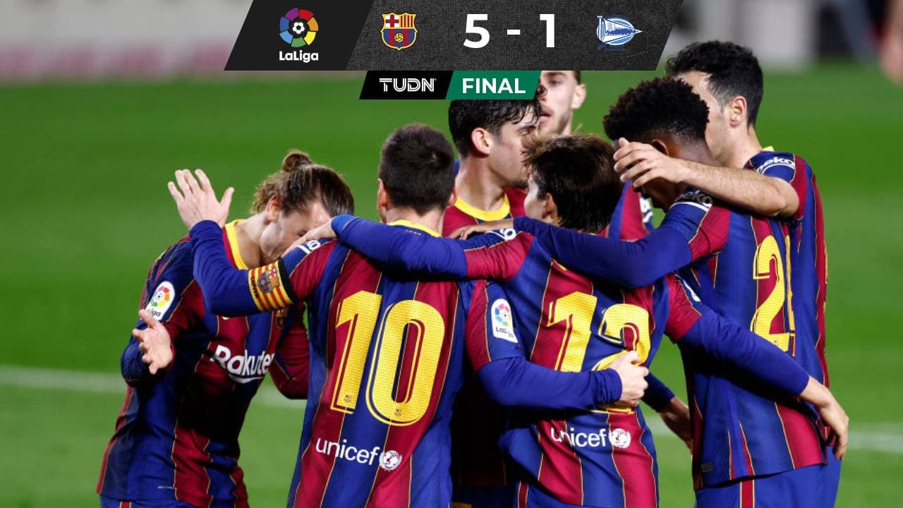 ¡Concierto Blaugrana! Dobletes de Messi y Trincao encaminan goleada