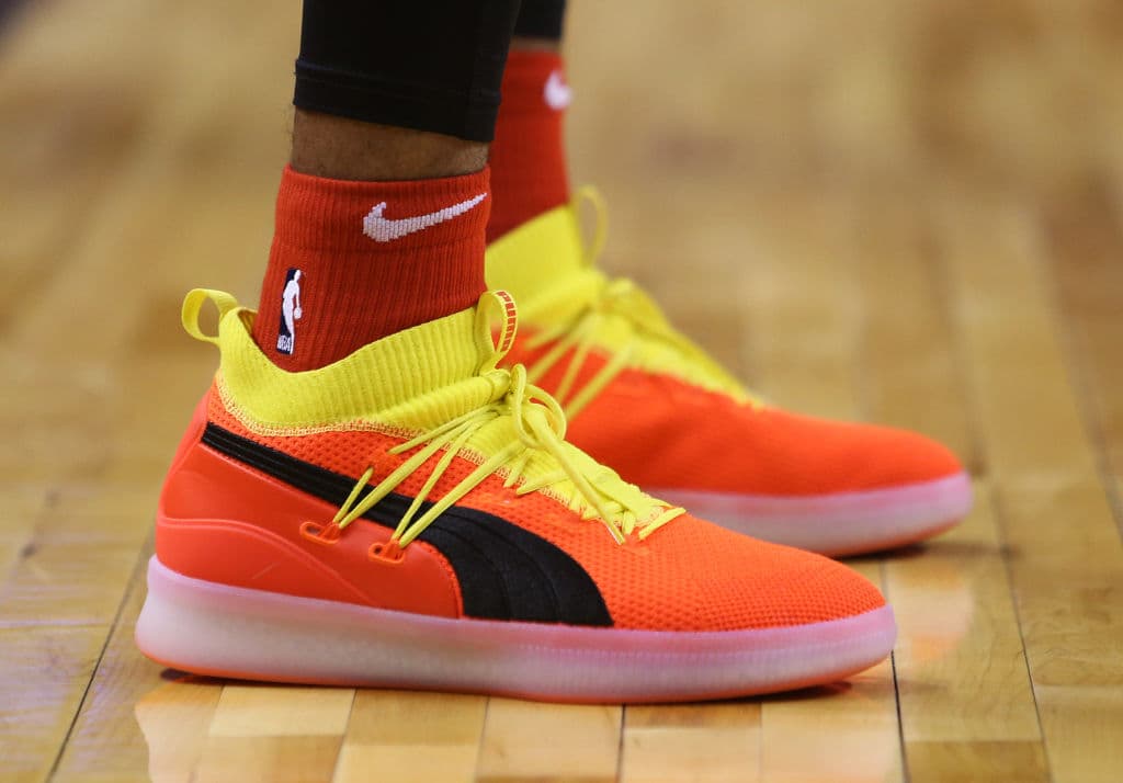 Y en el regreso de Puma a la fabricación de zapatos de baloncesto, el modelo Clyde Court Disrupt usados por el nuevo refuerzo de los Toronto Raptors, Danny Green.
<br>
<br>