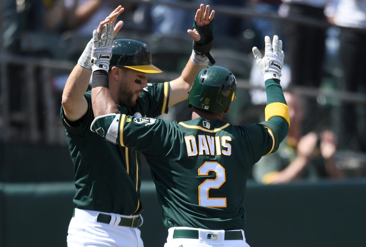 TEX 1 – 9 OAK: Khris Davis continúa con una gran temporada. Conectó su séptimo cuadrangular del año, anotó 2 y produjo 2 carreras.