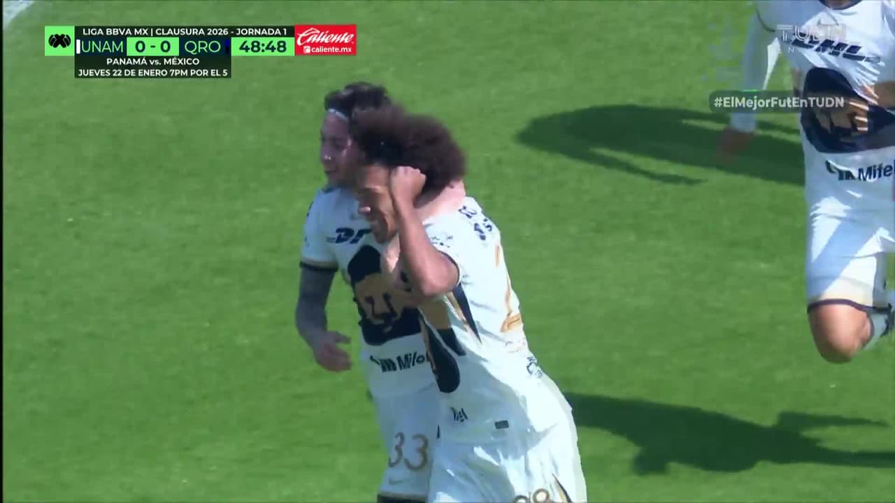 ¡Golazo de Pumas! Carrasquilla dispara con potencia y pone el 1-0