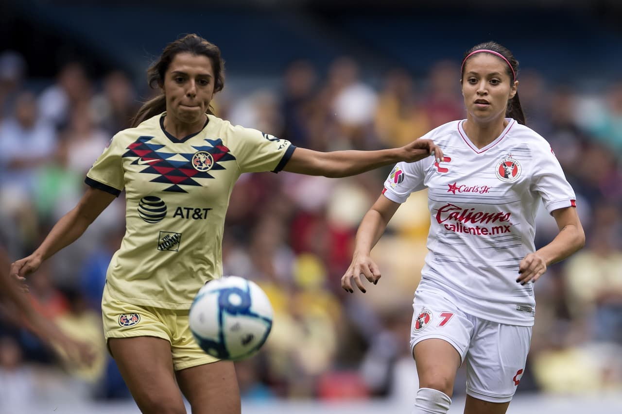 during the game América vs Tijuana, corresponding to day 8 of the Torneo Apertura 2019, of the Liga BBVA MX Femenil, at Azteca Stadium, on August 26, 2019. 
<br>
<br> durante el partido América vs Tijuana correspondiente a la jornada 8 del Torneo Apertura 2019 de la Liga BBVA MX Femenil, en el Estadio Azteca, el 26 de Agosto de 2019.