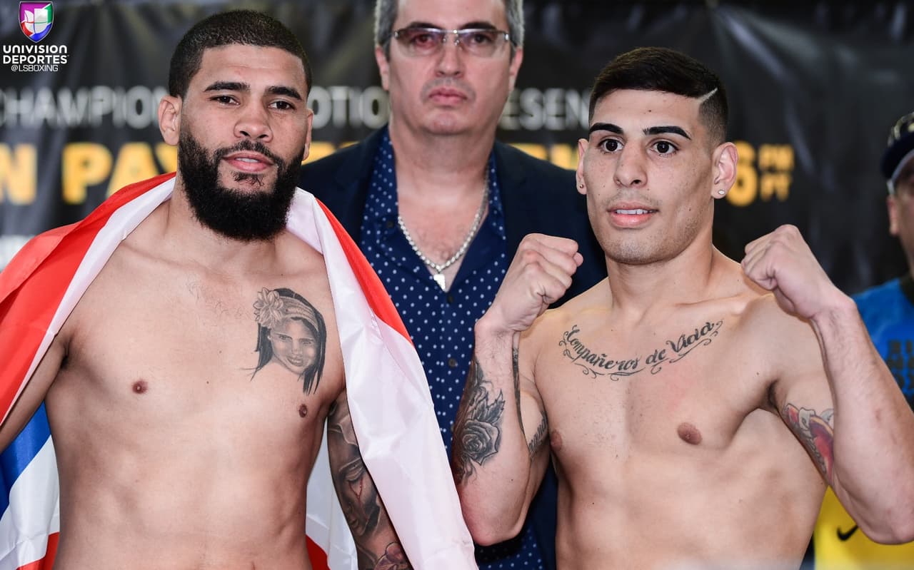 El boricua 'Juanma' López no tuvo problemas para dar las 135 libras, ni tampoco su rival, el argentino Christian Miño. Ambos serán protagonistas de la pelea coestelar de la noche en Miami.