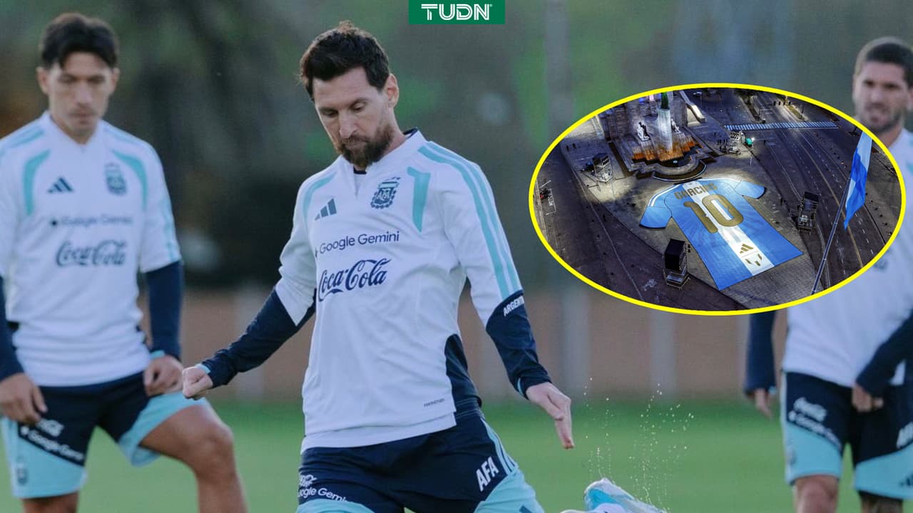 Playera gigante de Messi adorna Rosario previo al partido entre Argentina y Benín