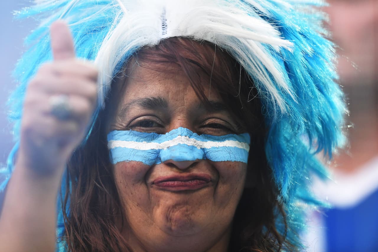 An Argentina fan reacts before the Russia 2018 World Cup Group D football match between Nigeria and Argentina at the Saint Petersburg Stadium in Saint Petersburg on June 26, 2018. (Photo by GABRIEL BOUYS / AFP) / RESTRICTED TO EDITORIAL USE - NO MOBILE PUSH ALERTS/DOWNLOADS (Photo credit should read GABRIEL BOUYS/AFP/Getty Images)