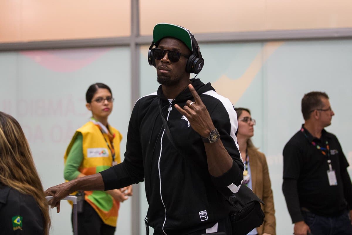Usain Bolt en su arribo a Río de Janeiro.