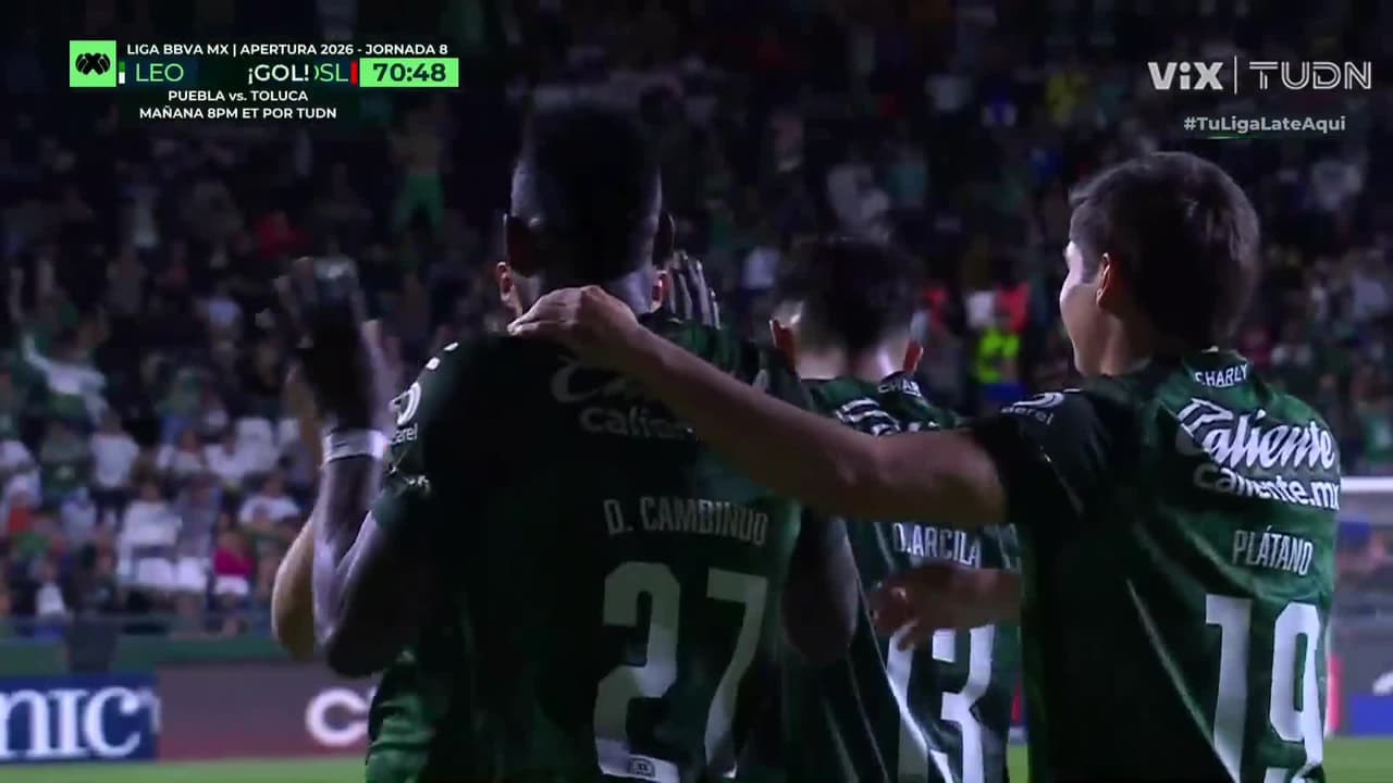 ¡Golazo brutal del León! Cambindo sella su doblete frente al San Luis