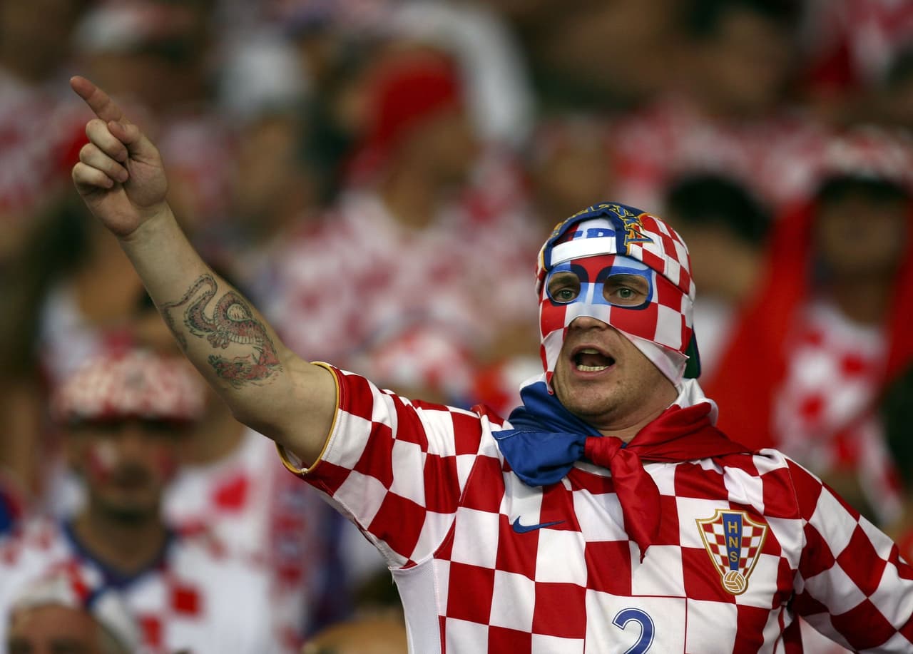 STUTTGART, GERMANY - JUNE 22: A Croatian fan cheers on his team prior to kickoff during the FIFA World Cup Germany 2006 Group F match between Croatia and Australia at the Gottlieb-Daimler Stadium on June 22, 2006 in Stuttgart, Germany. (Photo by Michael Steele/Getty Images)
