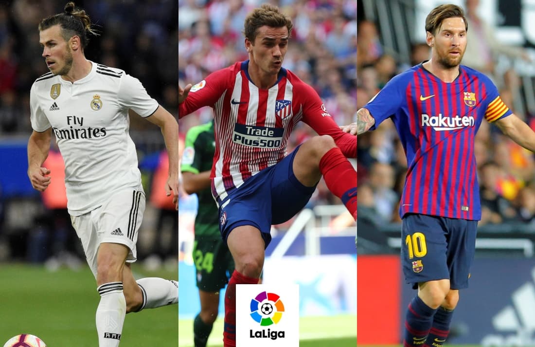 <b>Delantera: </b>Gareth Bale (Real Madrid), Antoine Griezmann (Atlético de Madrid), Lionel Messi (Barcelona).