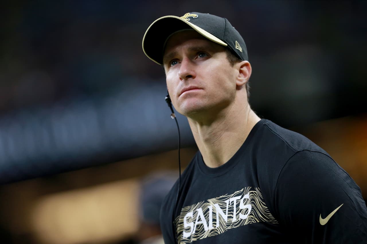 NEW ORLEANS, LOUISIANA - DECEMBER 30: Drew Brees #9 of the New Orleans Saints stands on the field during a NFL game against the Carolina Panthers at the Mercedes-Benz Superdome on December 30, 2018 in New Orleans, Louisiana. (Photo by Sean Gardner/Getty Images)