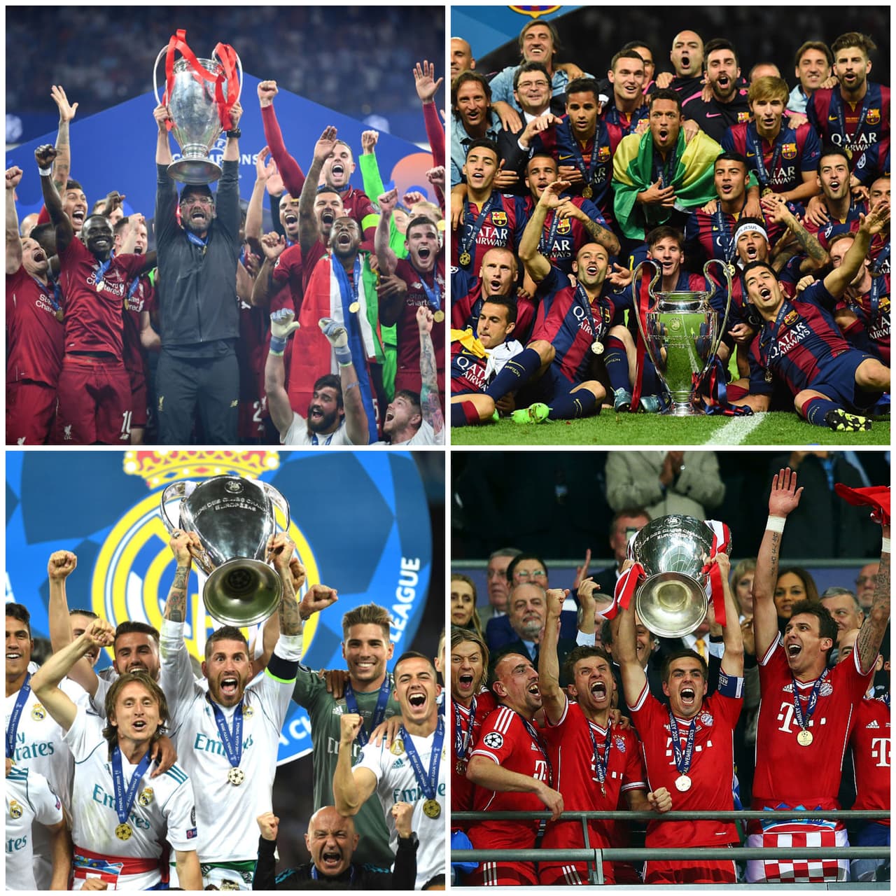 Es decir; Bayern München 2012-13, Barcelona 2014-15, Real Madrid 2017-18 y Liverpool 2018-19, por ganar la Champions.