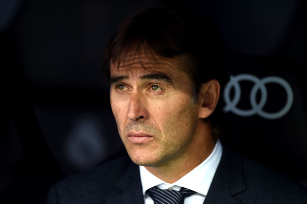 MADRID, SPAIN - OCTOBER 20: Julen Lopetegui, Manager of Real Madrid looks on during the La Liga match between Real Madrid CF and Levante UD at Estadio Santiago Bernabeu on October 20, 2018 in Madrid, Spain. (Photo by Denis Doyle/Getty Images)