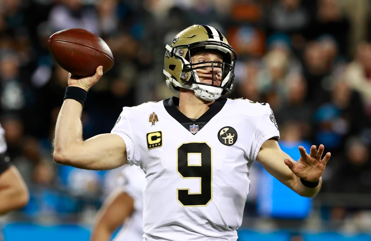 La intercepción de Drew Brees en los dos minutos finales del primer medio fue la primera para él en este lapso en la presente temporada.