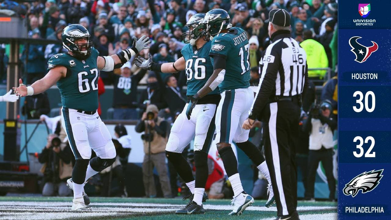 Con sufrimiento y agonía incluidos, los Eagles superaron en los segundos finales a los Texans para seguir con vida y aspirar a los Playoffs. Houston da un paso atrás para tener semana bye en Playoffs.
