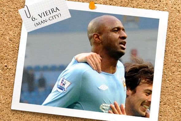 En la zona medular, el veterano francés Patrick Vieira fue de lo mejor del Manchester City.