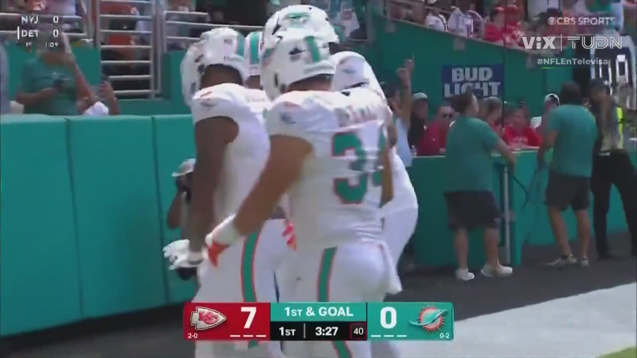¡Touchdown de Dolphins! Ollie Gordon entra a las diagonales
