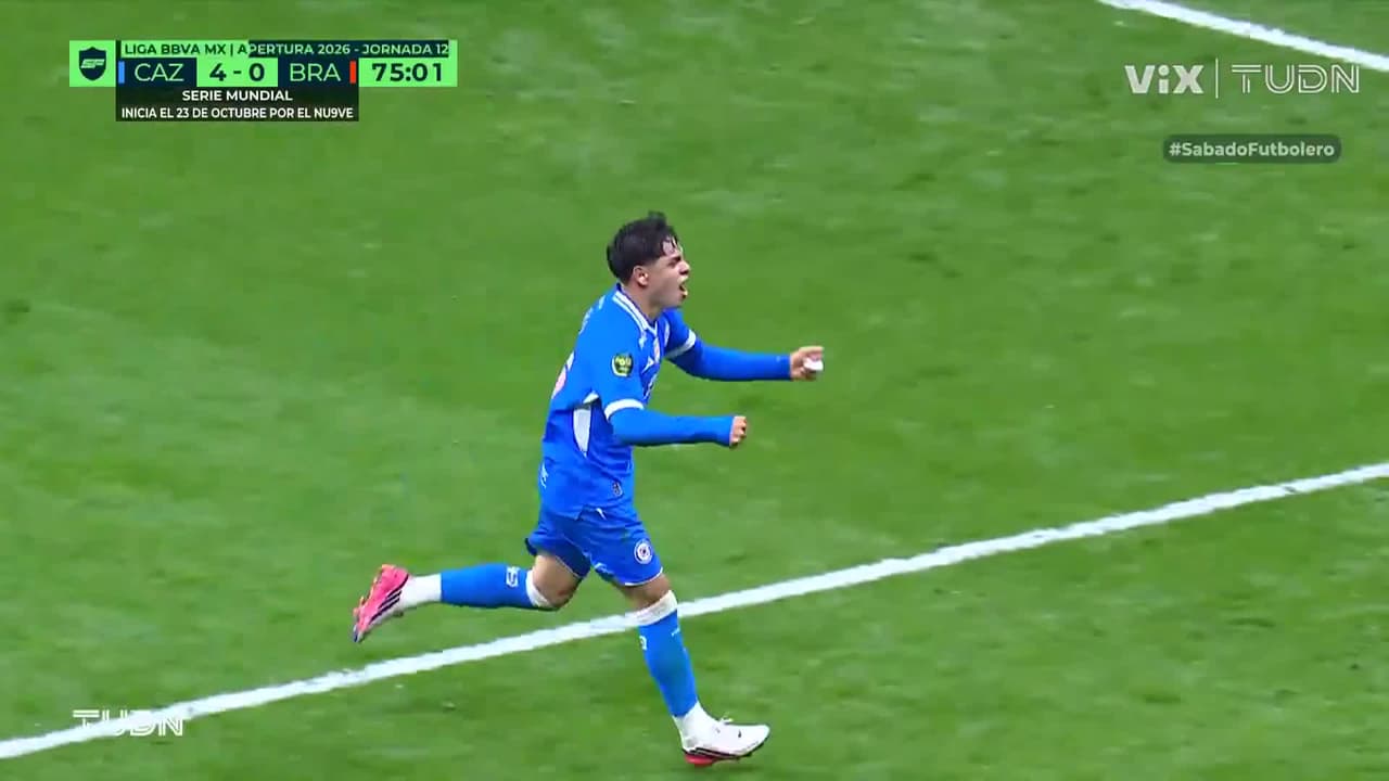 ¡Gol de Cruz Azul! Llegó la manita, Rogelio González pone el 5-0 con un bombazo cruzado