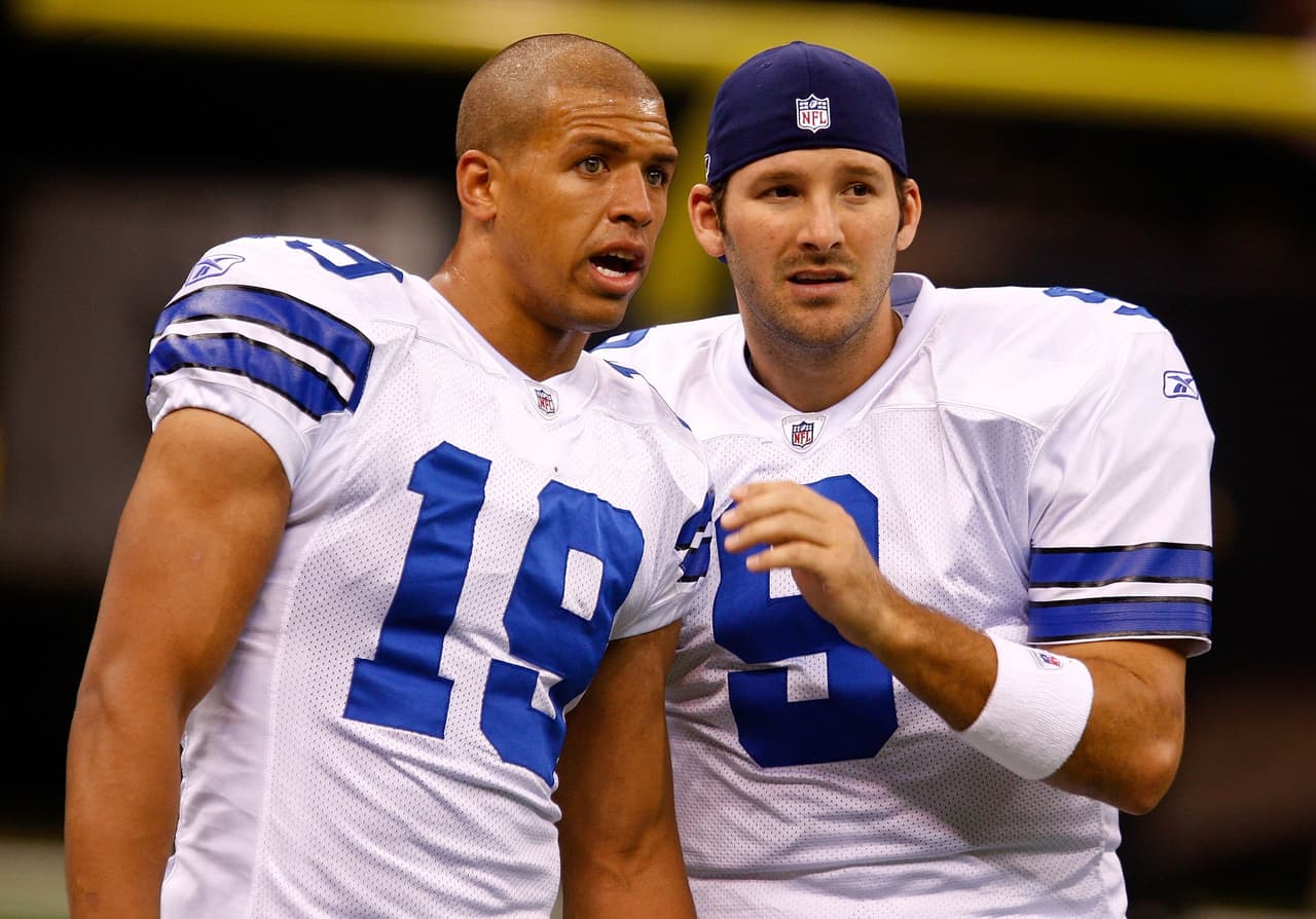 NEW ORLEANS - DECEMBER 19: Tony Romo #9 of the Dallas Cowboys is seen on the field alongside Miles Austin #19 prior to the start of the game against the New Orleans Saints at the Louisiana Superdome on December 19, 2009 in New Oleans, Louisiana. (Photo by Scott Halleran/Getty Images)