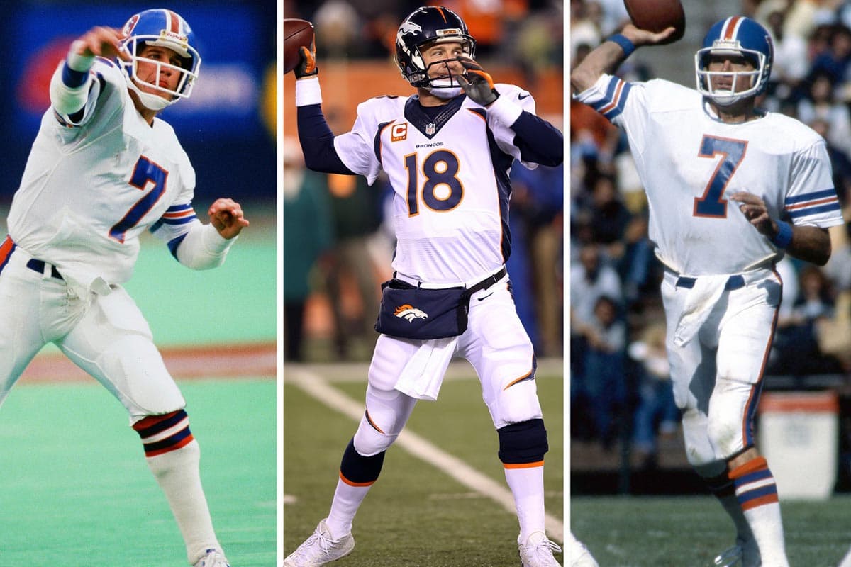 #15 DENVER BRONCOS: John Elway, Peyton Manning, Craig Morton (AP-NFL).