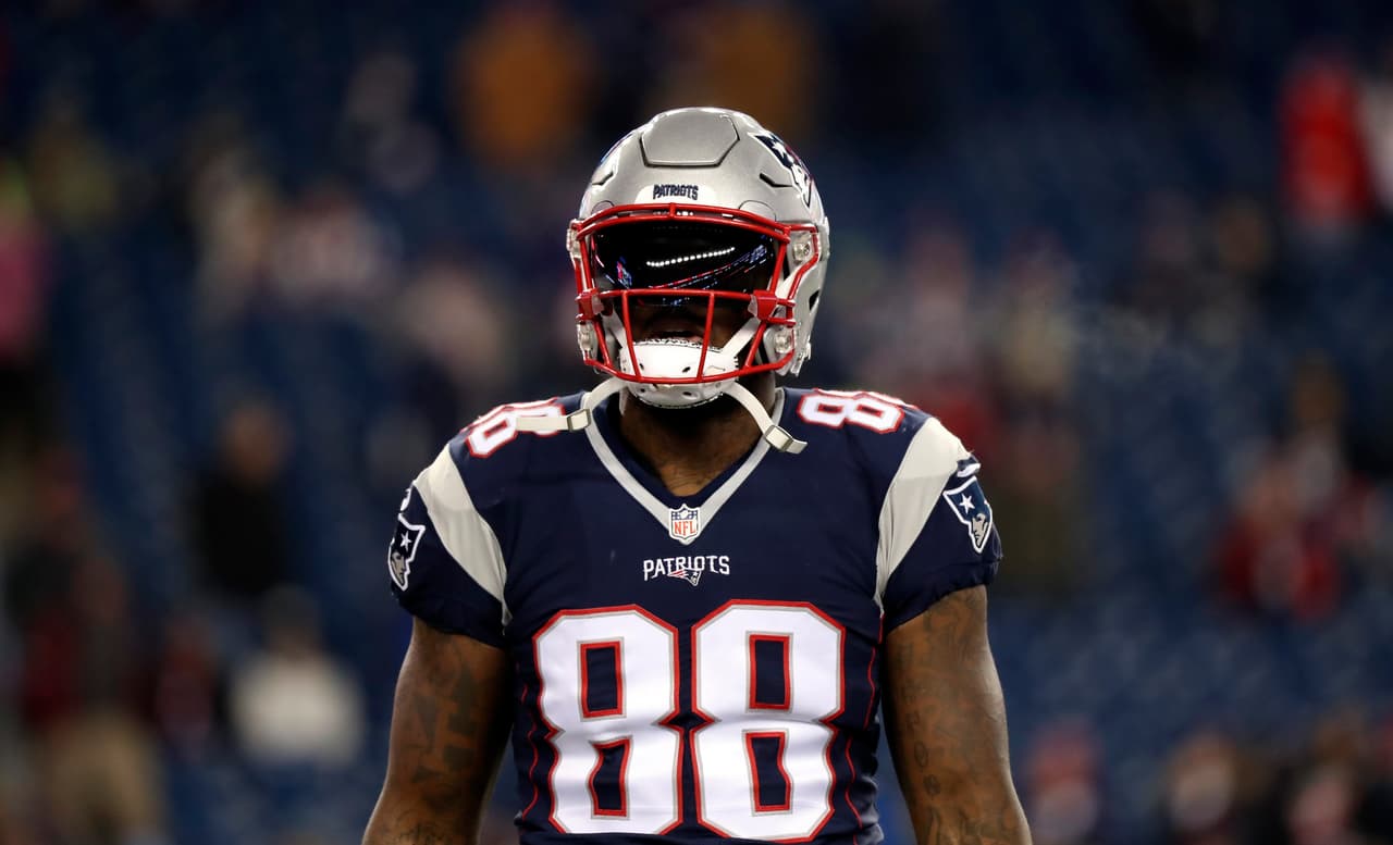 New England Patriots tight end Martellus Bennett (88) warms up prior to a game against the Houston Texans, Saturday, Jan. 14, 2017 in Foxborough, Mass. The New England Patriots won 34-16. (Logan Bowles via AP Images)