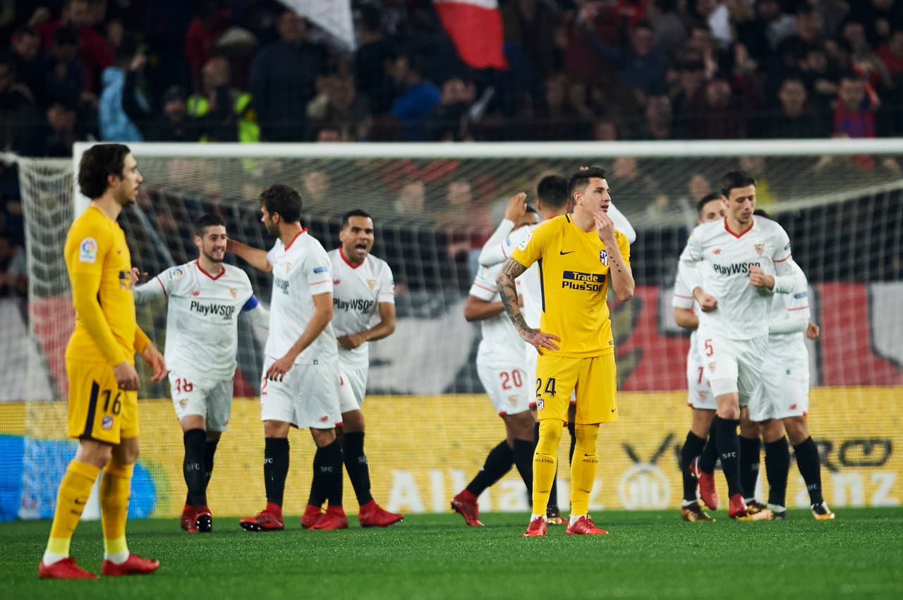 Así fue como Sevilla celebró su clasificación a la semifinal ante unos 40.000 espectadores en el Ramón Sánchez Pizjuán frente a un Atlético de Madrid impotente en esta jornada.