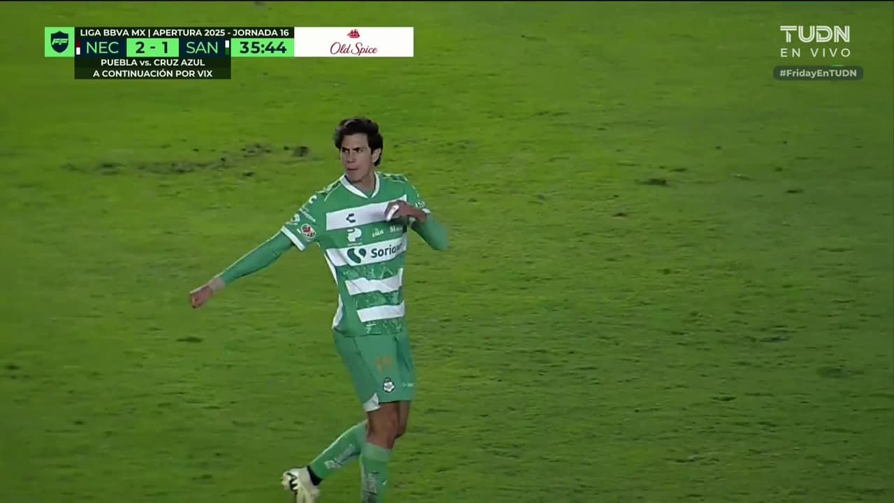 ¡Haret Ortega le da vida a Santos con un remate de cabeza al ángulo!