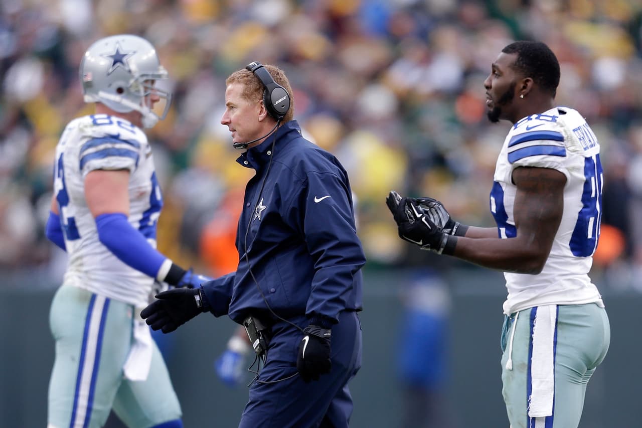 GREEN BAY, WI - JANUARY 11: Dez Bryant #88 of the Dallas Cowboys waits for a replay on a call late in the fourth quarter against the Green Bay Packers during the 2015 NFC Divisional Playoff game at Lambeau Field on January 11, 2015 in Green Bay, Wisconsin. (Photo by Mike McGinnis/Getty Images)