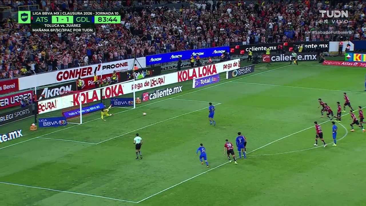 ¡GOL!  anota para Guadalajara. Ángel Sepúlveda