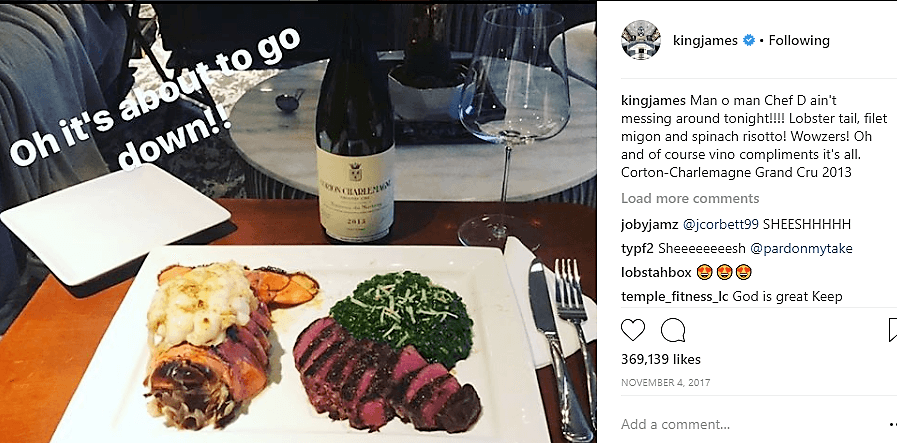Y nunca ha tenido inconveniente LeBron en hacer público su gusto por el vino tinto. En instagram es donde suele compartir esta pasión.