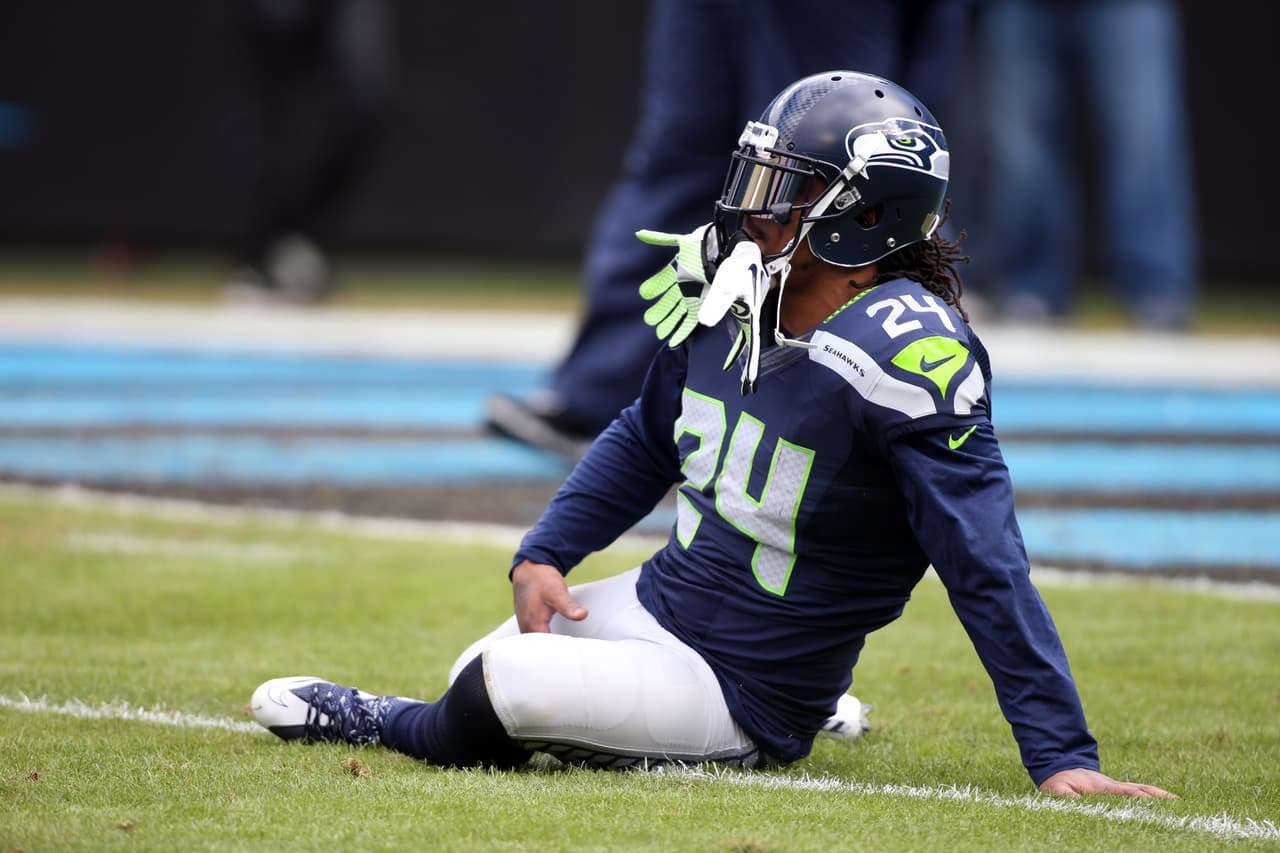Seattle Seahawks running back Marshawn Lynch (24) during an NFL football game against the Carolina Panthers at Bank of America Stadium on Sunday, January 17, 2016 in Charlotte. The Panthers won 31-24. (Perry Knotts via AP)