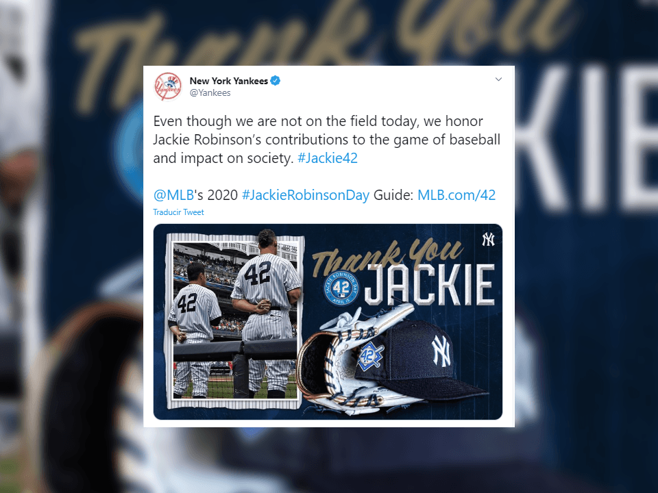 Hace 16 años se creó el día de Jackie Robinson para celebrar la diversidad dentro del terreno de juego en la MLB. Debido al covid-19, los juegos quedaron pospuestos, pero esto no impide a equipos recordarlo.