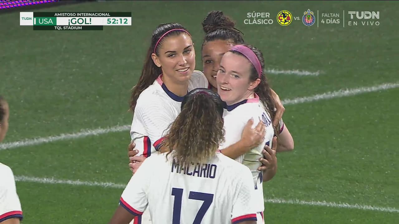 ¡No bajan el ritmo en el 2T! Alex Morgan hace su hat-trick y el 6-0