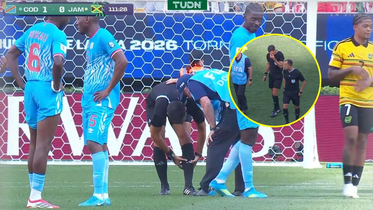 Árbitro del Congo vs Jamaica se lesiona en pleno partido y no puede continuar