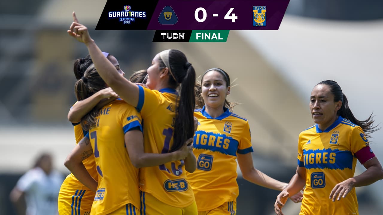 Tigres ruge con goleada en casa de Pumas Femenil 