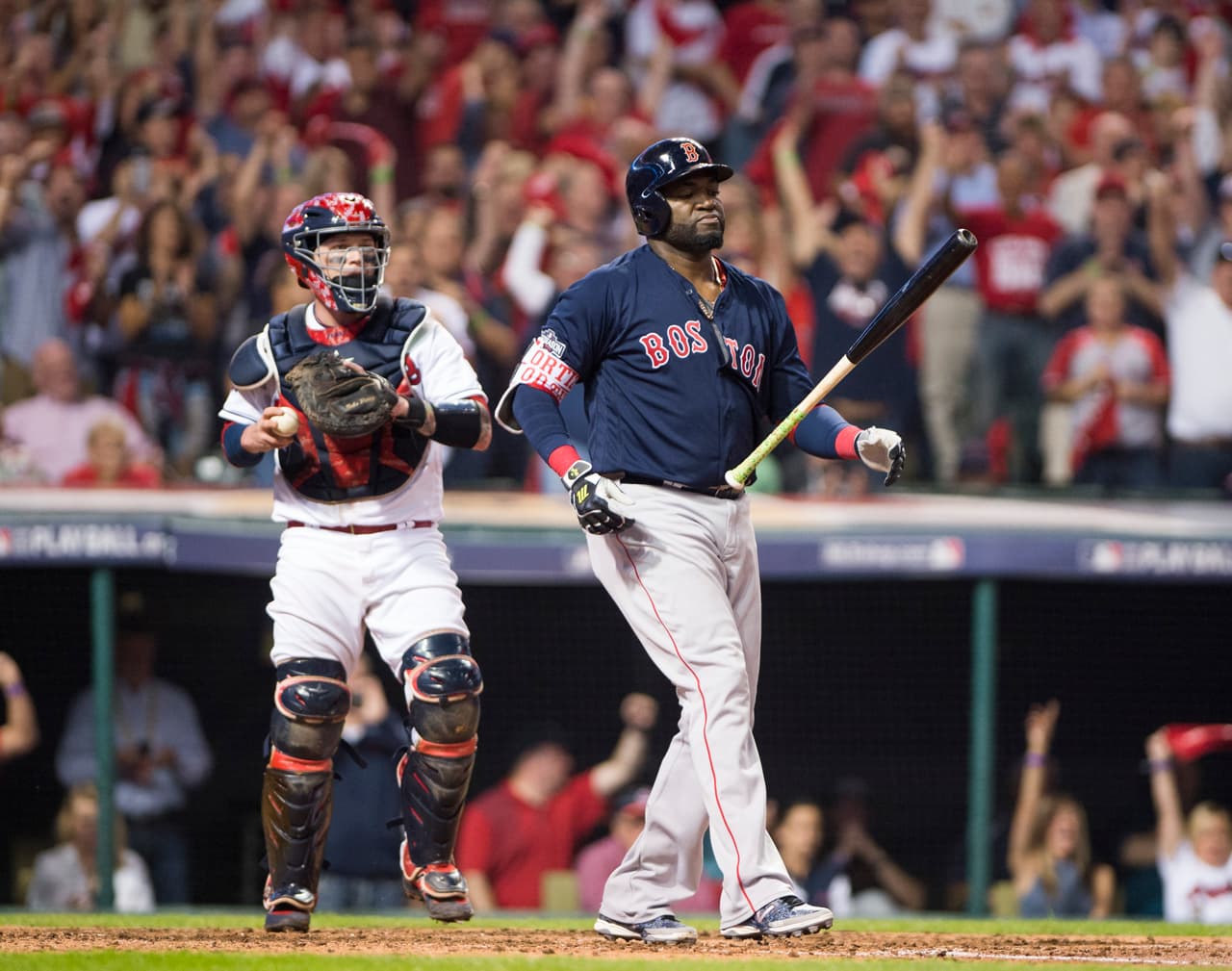 El que no pudo pegar en el primer partido de postemporada fue David ortiz. 'Big Papi' vivió en su primer juego contra Indios una jornada sin éxito.