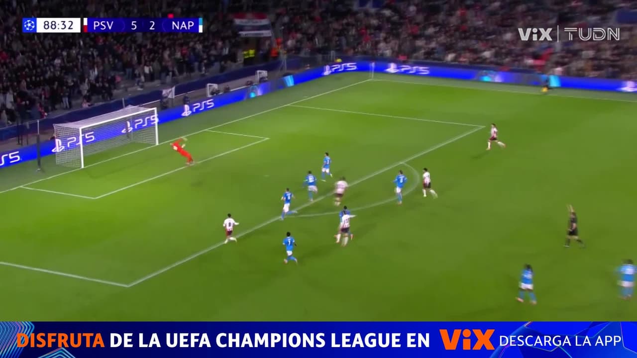 ¡GOLAZO! Driouech marca y aumenta la goleada del PSV sobre Napoli