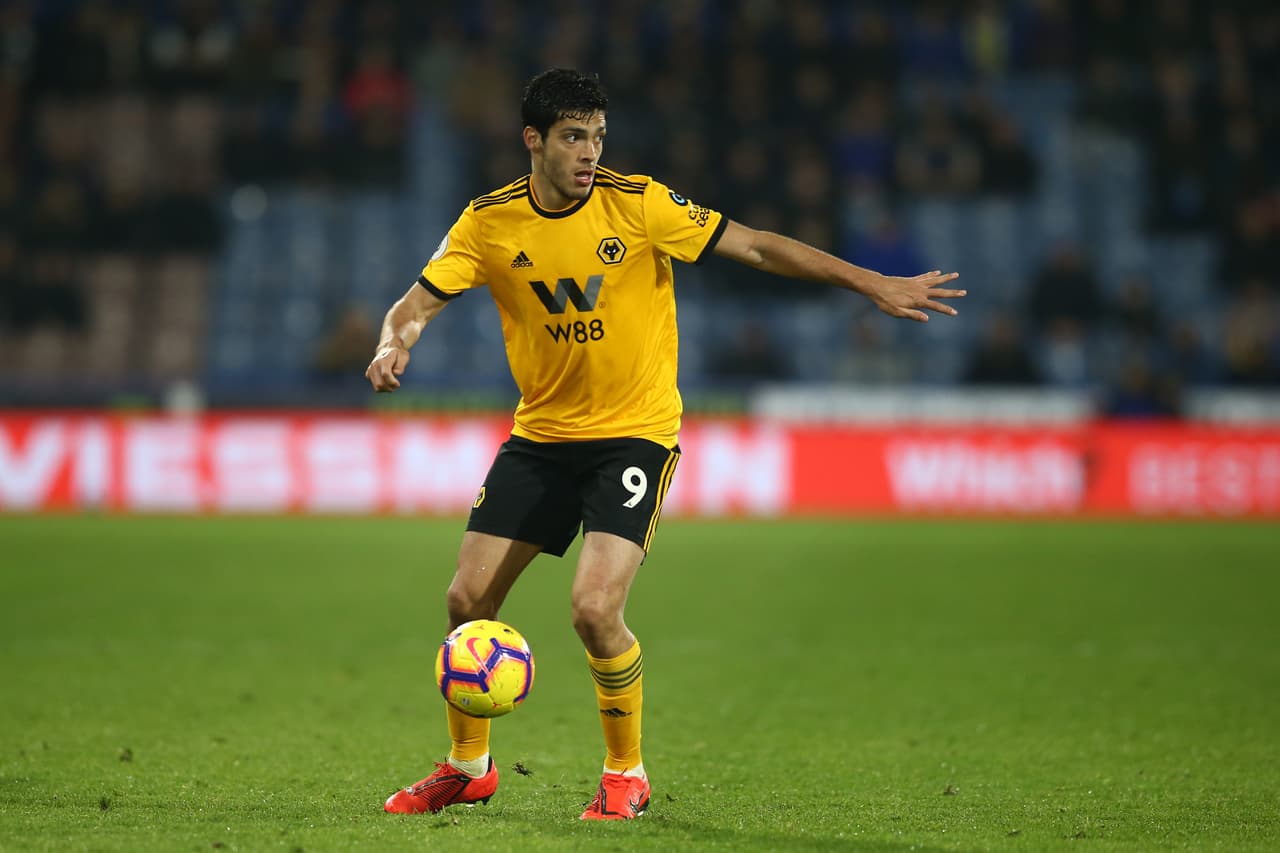 HUDDERSFIELD, ENGLAND - FEBRUARY 26: Raul Jimenez of Wolverhampton Wanderers in action during the Premier League match between Huddersfield Town and Wolverhampton Wanderers at John Smith's Stadium on February 26, 2019 in Huddersfield, United Kingdom. (Photo by Jan Kruger/Getty Images)