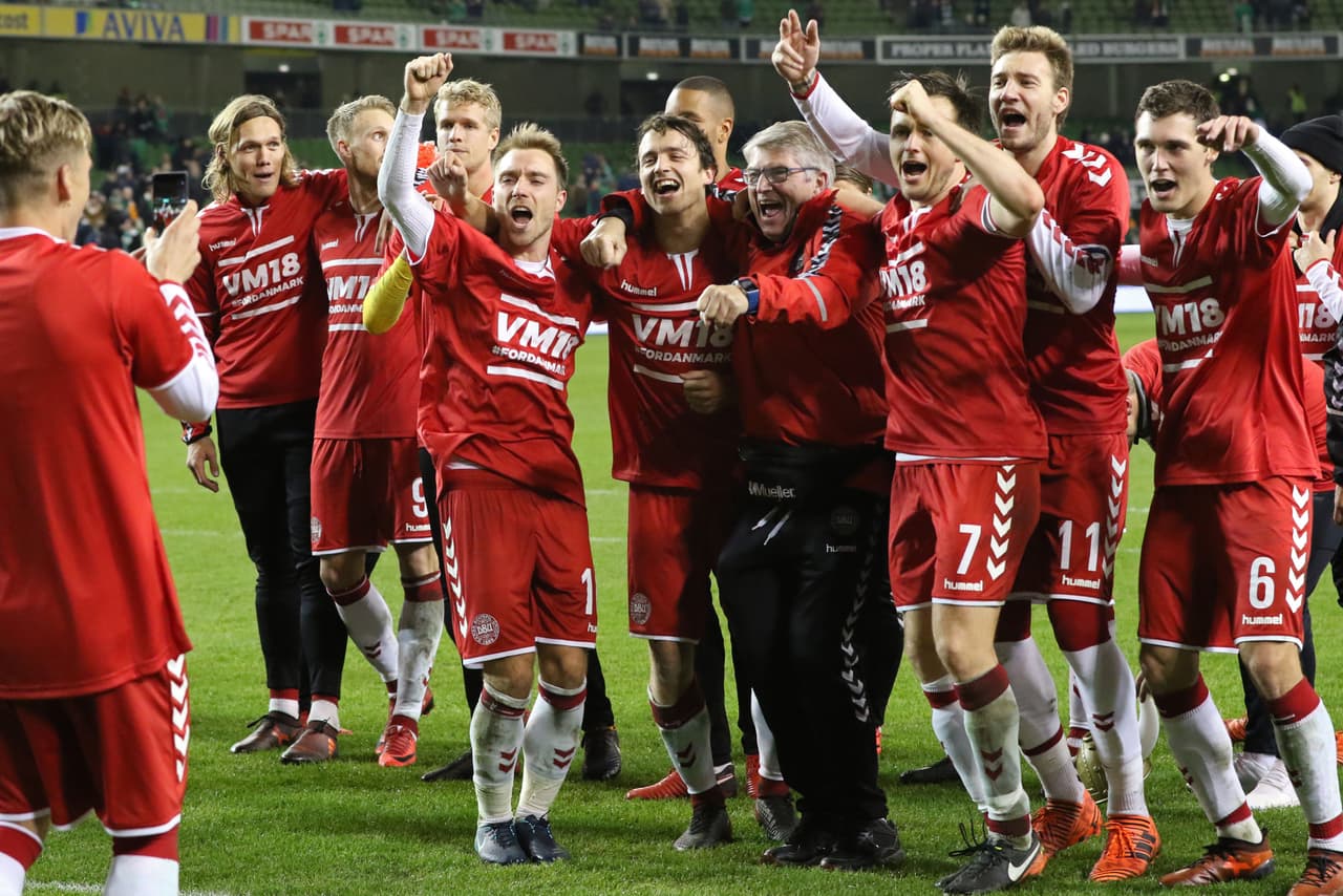 <b>Tercer bombo:</b> Dinamarca obtuvo el cupo 30 a Rusia 2018 tras el repechaje contra Irlanda.