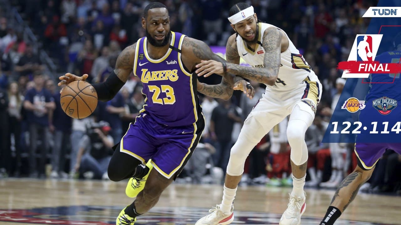 LeBron James se apuntó un triple doble con una línea de 34-12-13 para guiar a Lakers a vencer a los Pelicans.