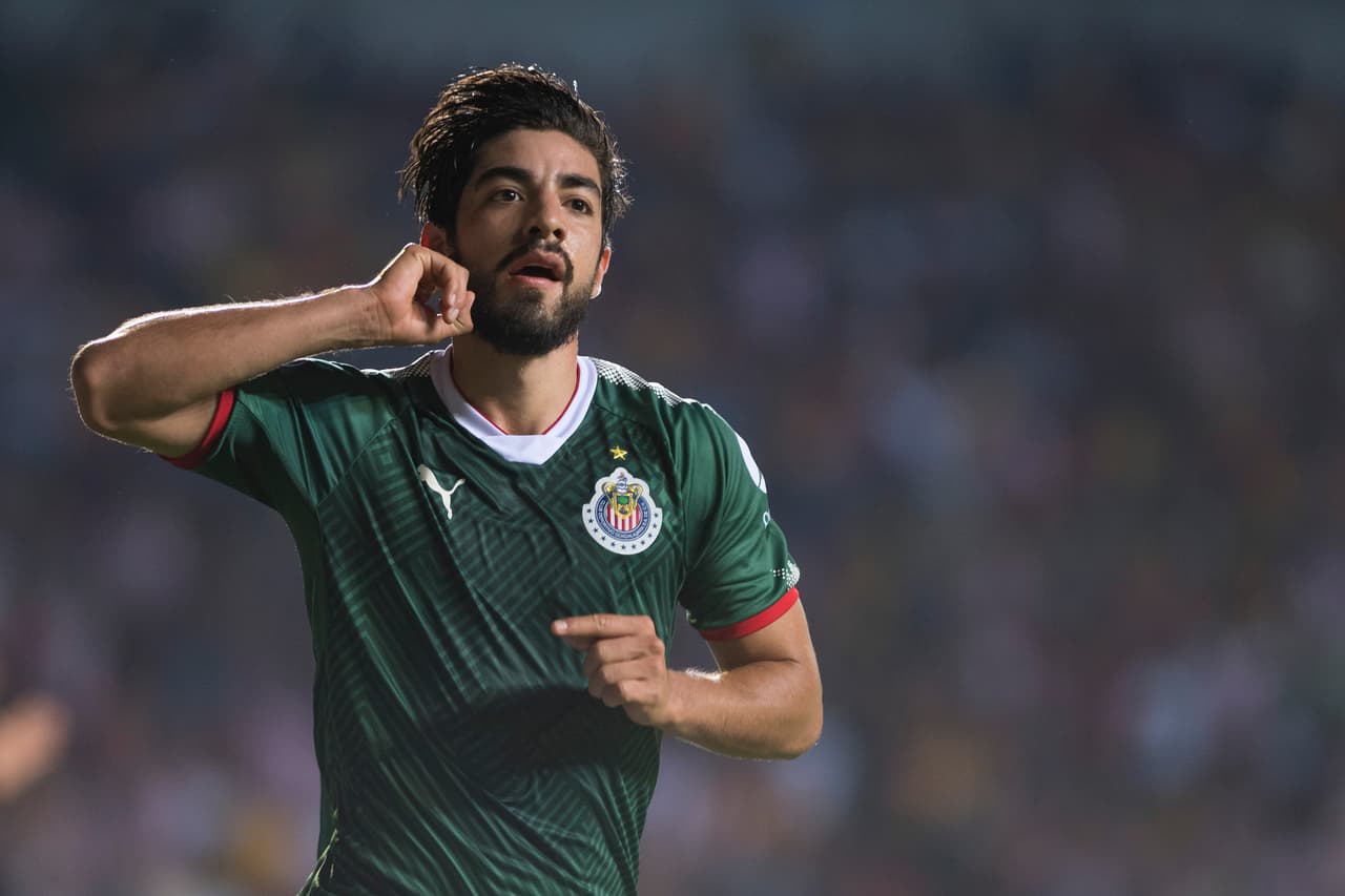 Action photo during the match Morelia vs Guadalajara corresponding to the week 13 of Liga Bancomer BBVA Closing Tournament 2018 at Morelos Stadium. Foto de accion durante el partido Morelia vs Guadalajara correspondiente a la jornada 13 de la Liga Bancomer BBVA Torneo Clausura 2018 en el Estadio Morelos. En la Foto: Rodolfo Pizarro festeja. 30/03/18/MEXSPORT/Omar Martinez