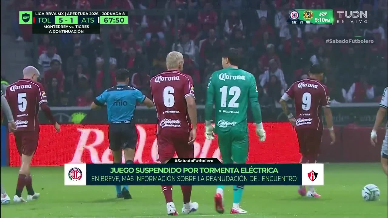 Se activa el protocolo por tormenta eléctrica y se suspende el partido entre Toluca y Atlas