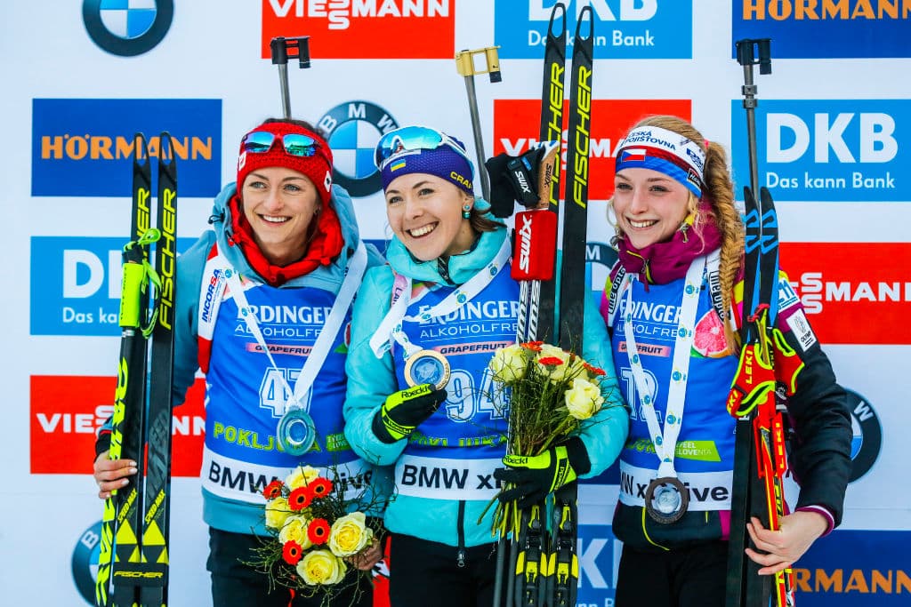 Y las ganadoras de la prueba de los 15 kilómetros son: Yuliia Dzhima (Ucrania), oro; Monika Hojnisz (Polonia), plata; Marketa Davidova (República Checa), bronce.