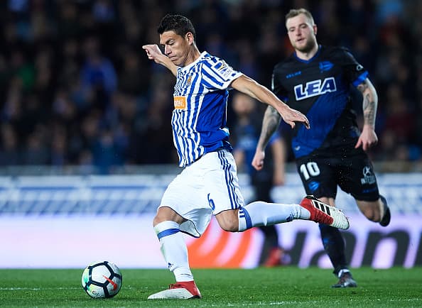 Héctor Moreno se estrenó como goleador con la Real Sociedad.