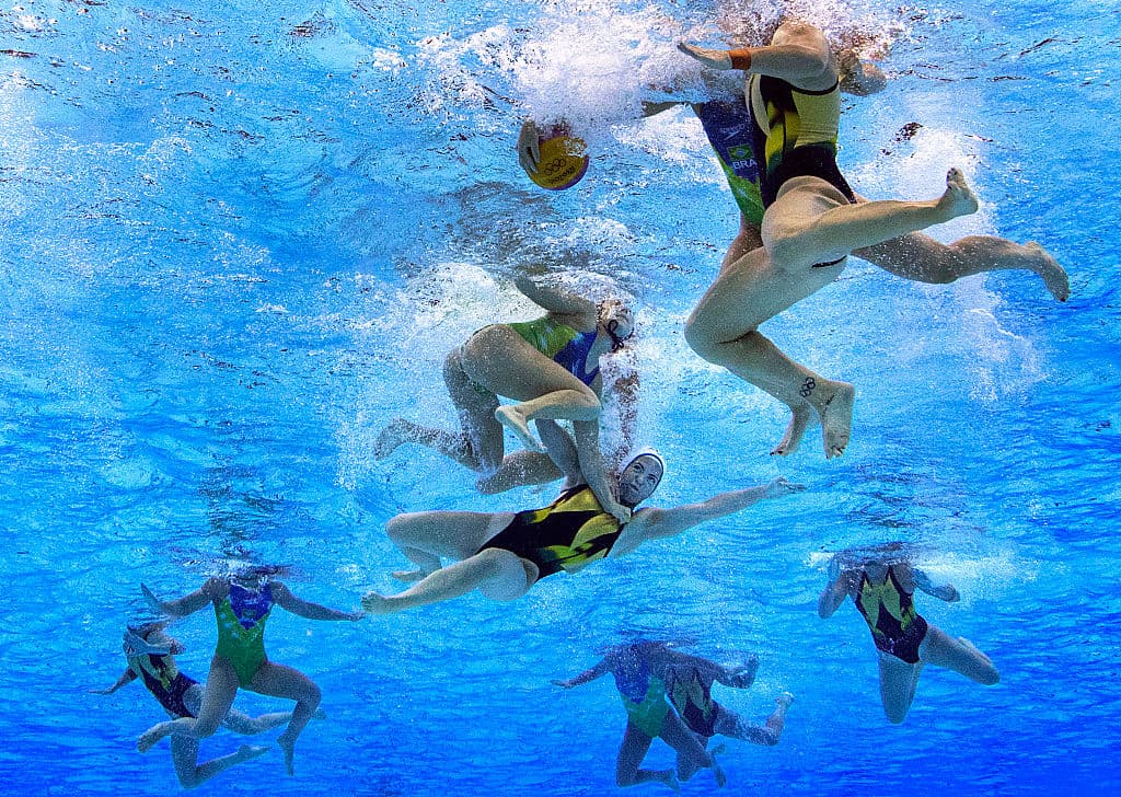 Partido de Waterpolo Femenil entre Australia y Brazil en Río 2016.