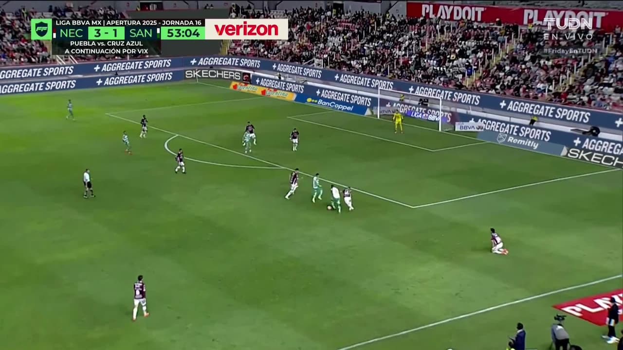 ¡ATAJADÓN DE UNSAIN! Necaxa se salva del segundo gol de Santos con una gran reacción