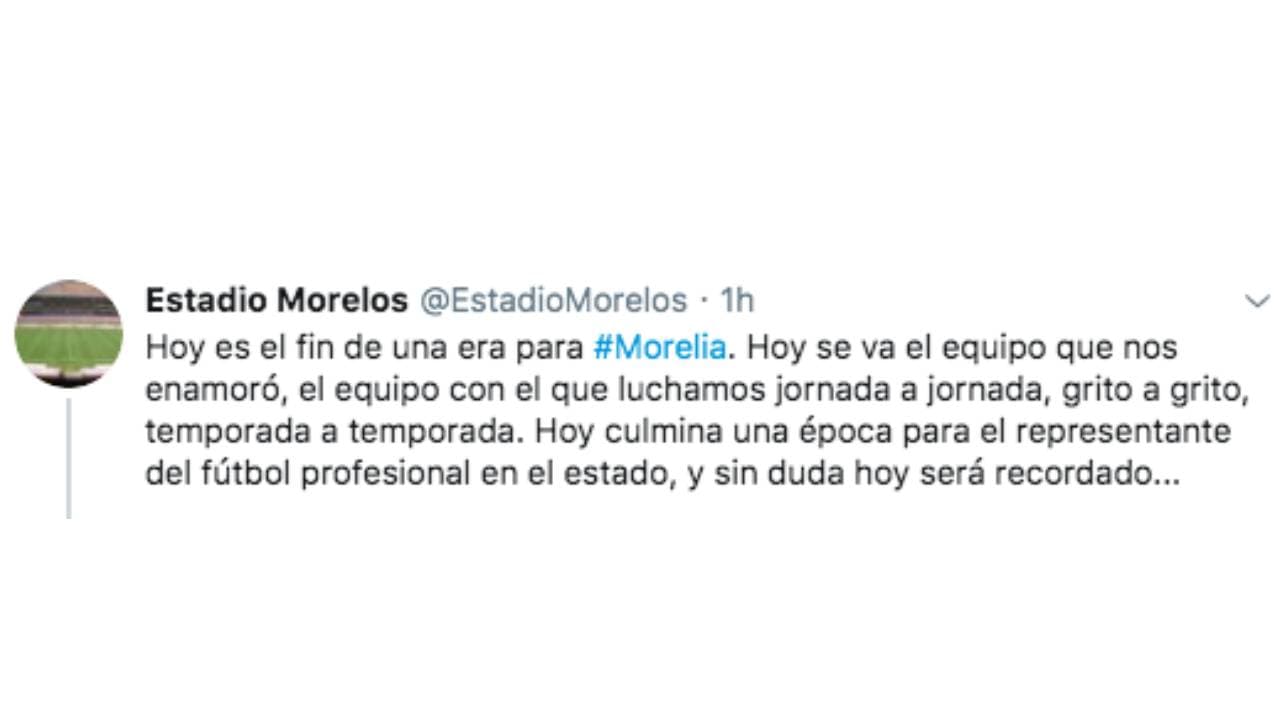 Incluso el Estadio Morelos dejo ver su sentimiento de tristeza por la desaparición del equipo.