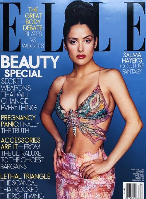 En la década de los noventa, Hayek apareció en la portada de ELLE con un modelo de Emanuel Ungaro.