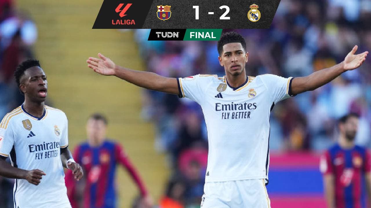 Real Madrid gana al Barcelona con doblete de Bellingham 
